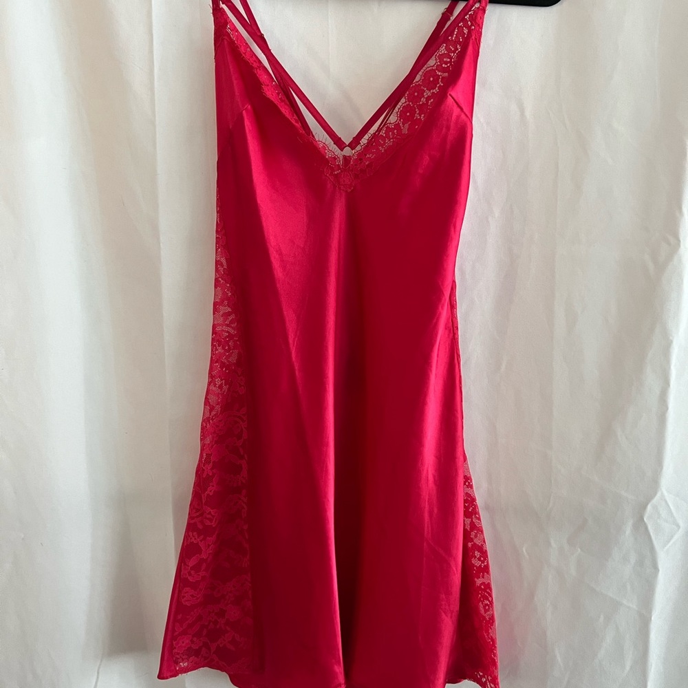 Victoria’s Secret Red Silk with Lace Slip